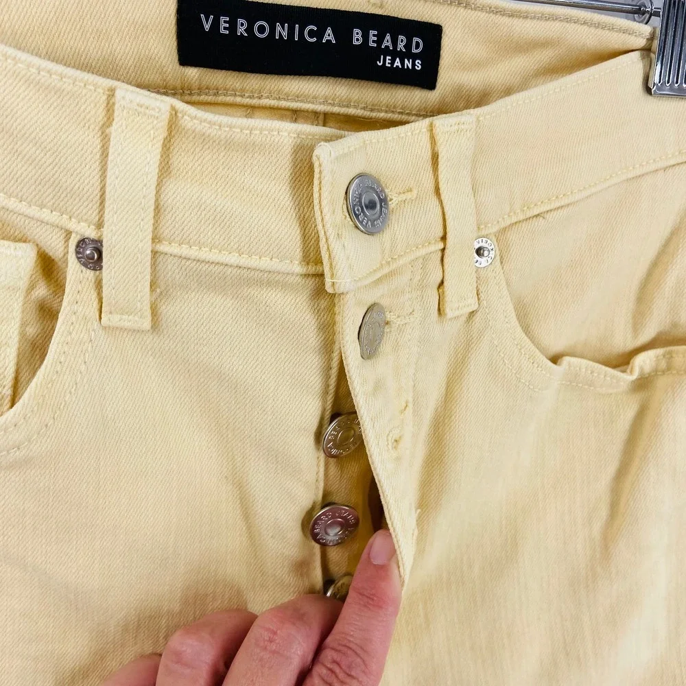 Veronica Beard Pale Mustard Yellow Button-Fly Maera Skinny Jeans Size 29/8 - Picture 4 of 9